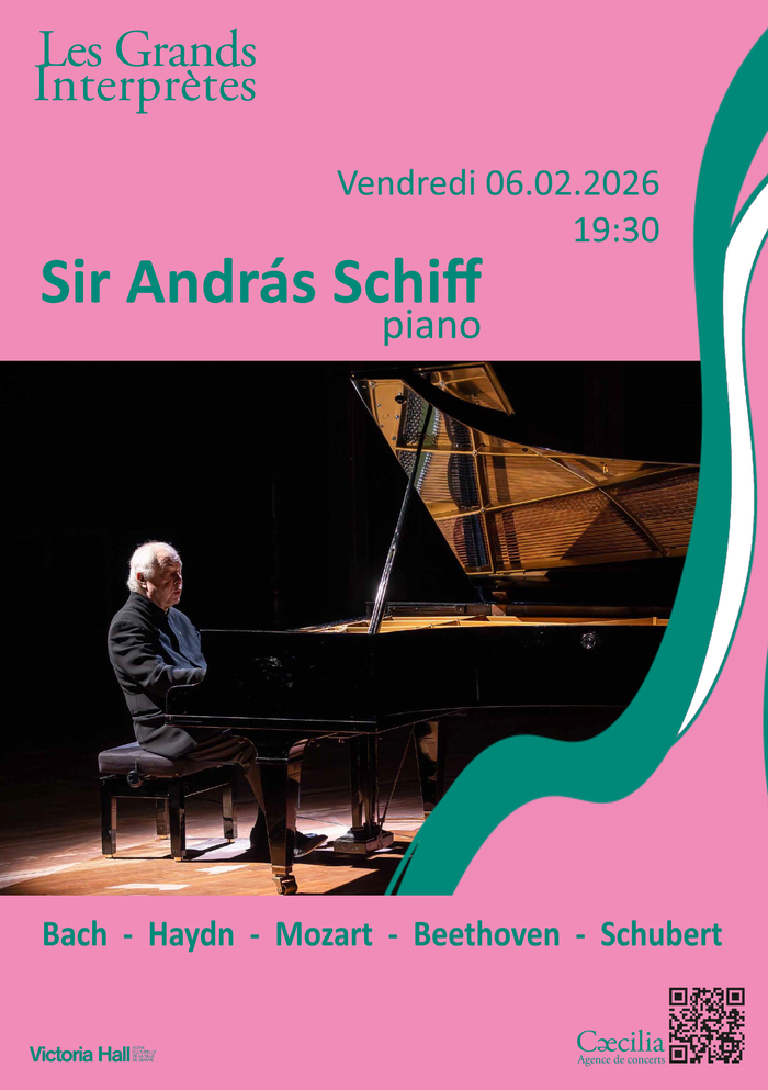 DR Sur fond rose, Sir Schiff jouant du piano