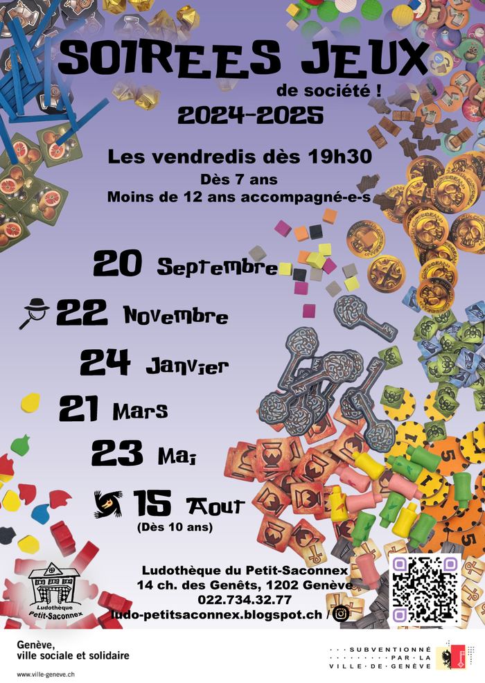 Ludothèque du Petit-Saconnex Flyer des soirées jeux 24-25