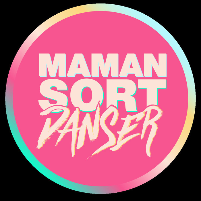 Logo de maman sort danser sur fond rose