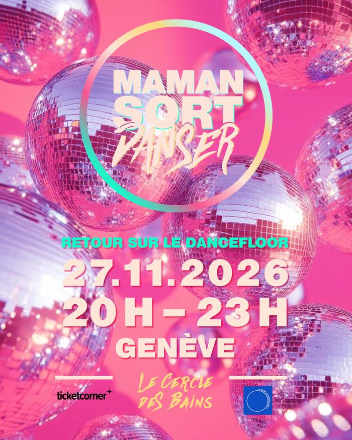 Logo de maman sort danser sur fond rose