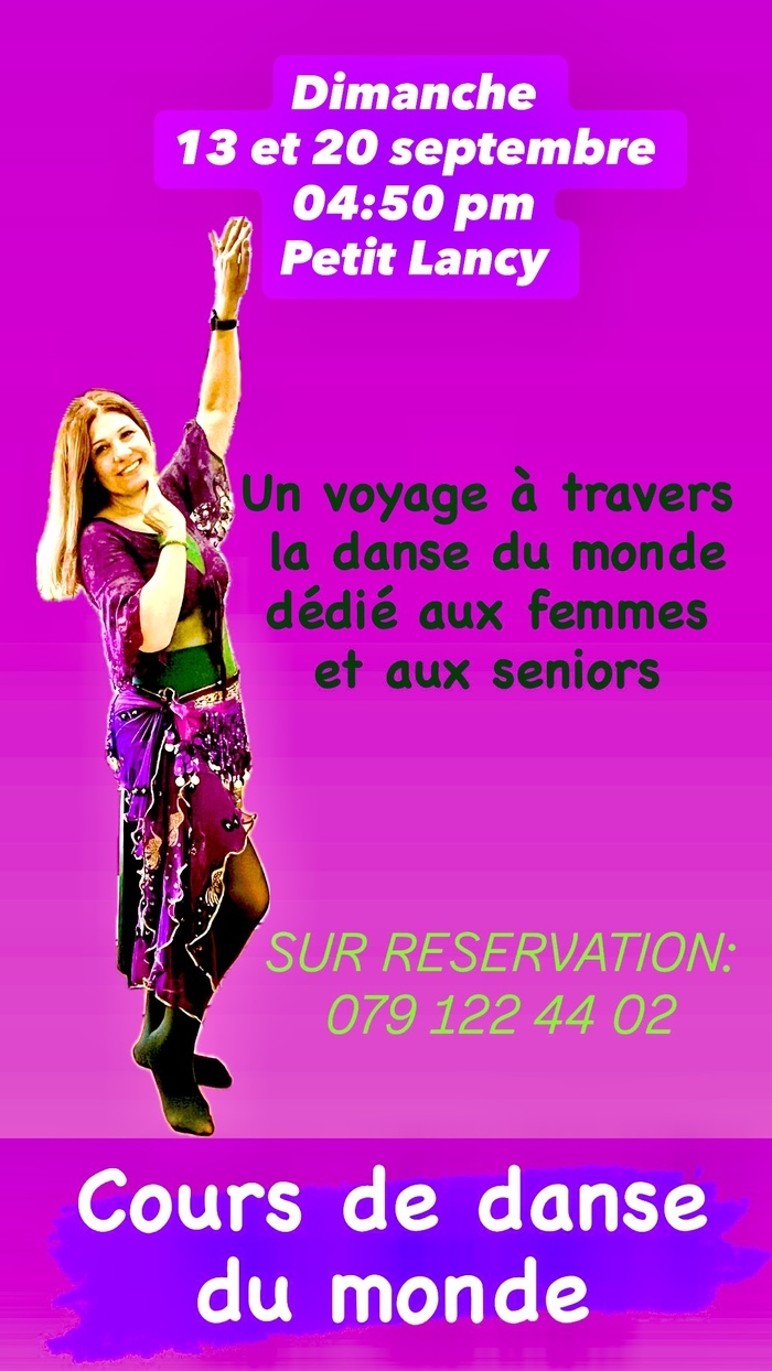 Cours de danse du monde dédié aux femmes dimanche 13 et 20 septembre à l’école de Tivoli PETIT LANCY