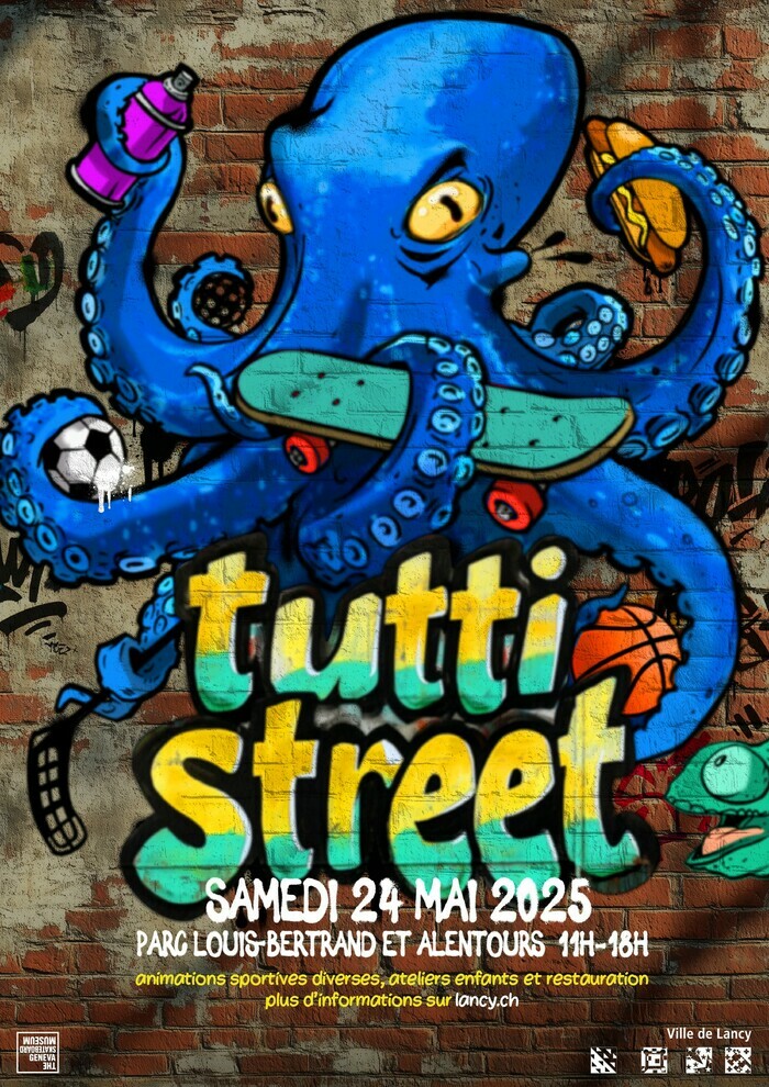 Pieuvre tenant divers objets liés aux animations prévues