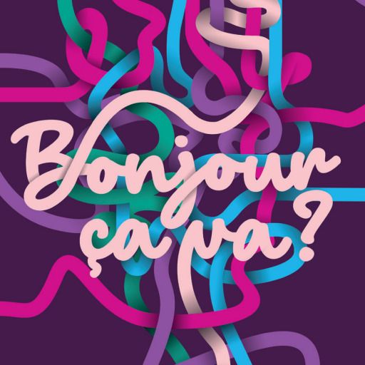 Affiche de l'exposition : titre de l'exposition avec une série de liens colorés