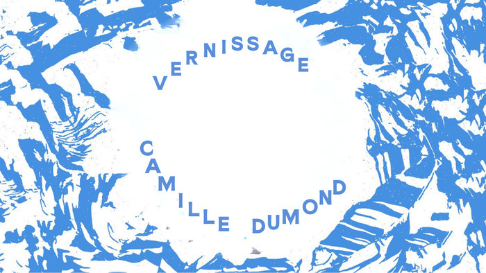 Ferme de la Chapelle Formes abstraites bleues, vernissage Camille Dumond
