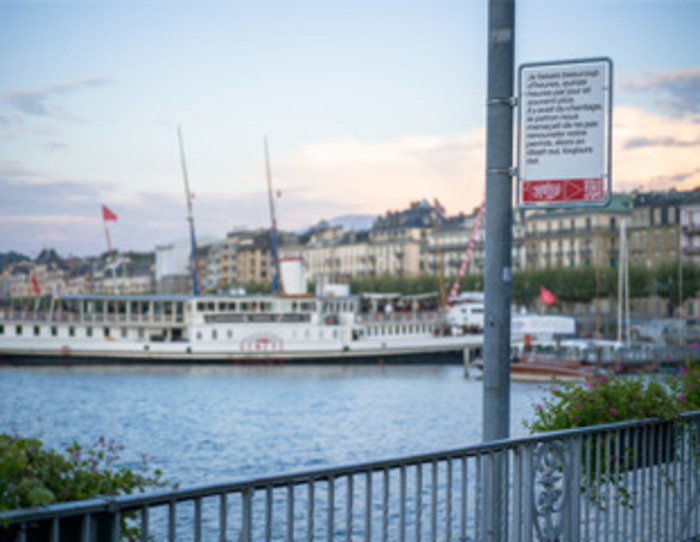 Panneau de la visite au bord du lac Léman