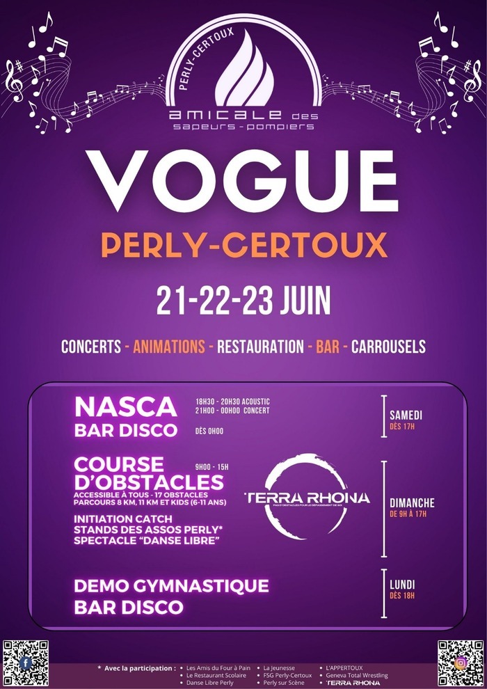 Julian Ramazzina Le nom et information sur la manifestation. Une affiche en fond violet avec les programme complet