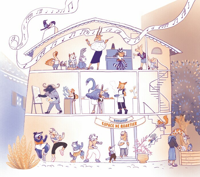 Illustration d'espace de quartier en fête