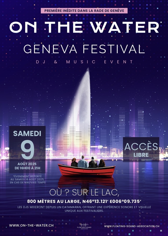 La rade de Genève, avec le jet d'eau et un public sur un bateau
