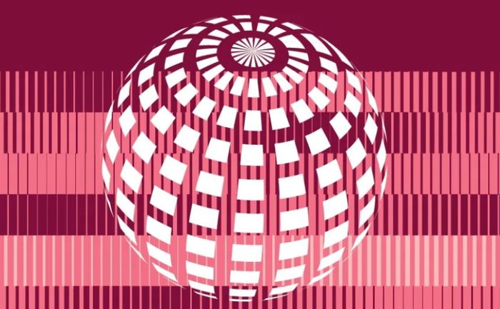 Image d'illustration d'une sphère sur un fond framboise et bordeaux