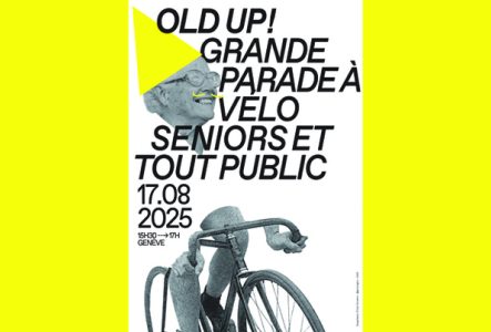Ville de Genève Affiche de l'événement avec un homme senior sur un vélo