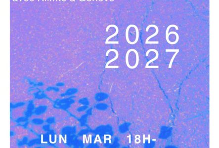 Une affiche mentionnant ateliers d'écriture 2026 2027 sur un fond violet