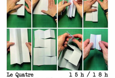 Flyer de l'événement avec photos de pliages