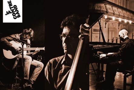 Les trois musiciens en train de jouer