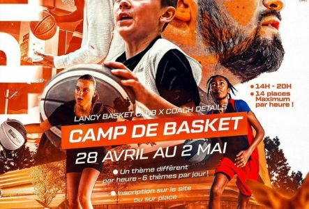Lancy Plan-les-Ouates Basket Joueurs de basket ados en situation de shoot ou en train de dribbler. Deux entraîneurs à leur côté.