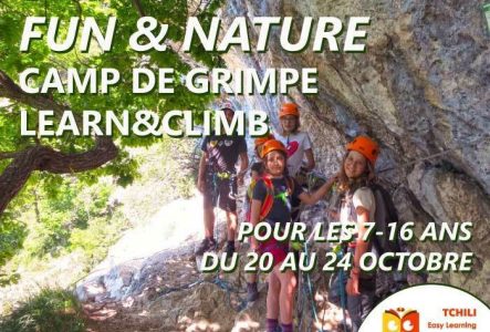 ©KB, Tchili Easy Learning Jeunes dans un via ferrata en falaise pendant un camp Tchili Easy Learning