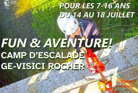 ©KB, Tchili Easy Learning Participante du programme GE-visIci descendant en rappel pendant un camp Tchili Easy Learning