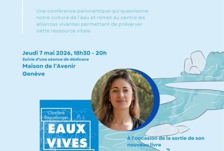 Changer de regard sur l'eau, photo de Charlène Descollonges et image de couverture de son livre "Eaux Vives"