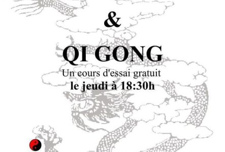 un dragon tient le symbole "ying yang"