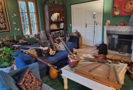 Instruments de musique dans un salon