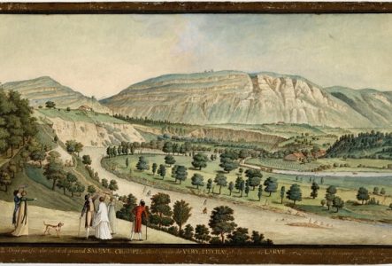 Le paysage en amont de Plainpalais le long de l'Arve au 18e siècle