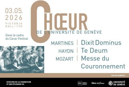 Le programme du concert est écrit, à côté d’une image du chœur.