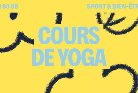 Sur fond jaune, le titre est écrit en gras et en bleu