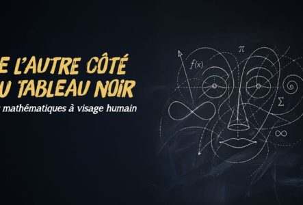 Visuel d'un visage déstructuré avec des formules mathématiques sur un tableau noir