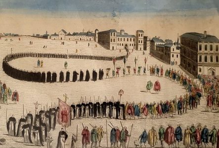 Procession de criminels avant leur mise à mort par l’église sur le bûcher