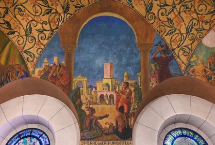 vue partielle des fresque de l'église Saint-Paul (Saint-Pierre guérit un boîteux