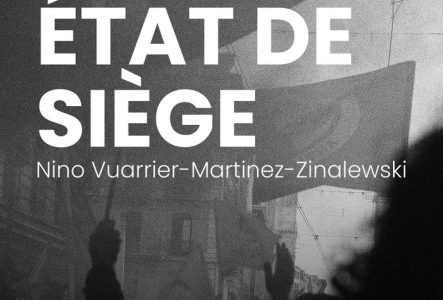 Affiche en noir et blanc de l'exposition de Nino Vuarrier