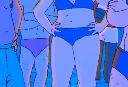 dessin avec des corps en maillots de bain
