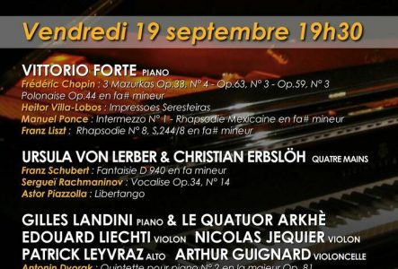 DR Photo d’un piano avec toutes les informations sur les artistes de ce jour.