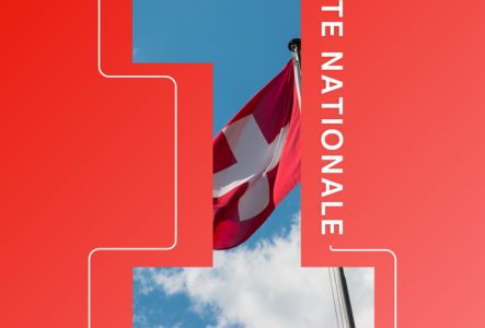 Commune de Veyrier carré rouge avec une fenêtre sur le ciel en forme de 1