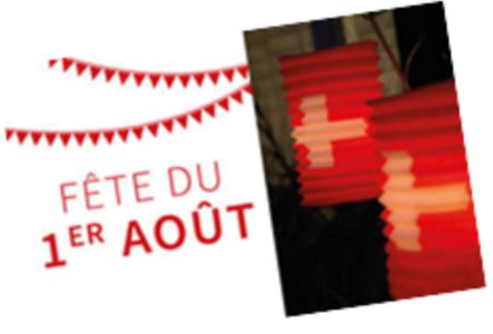 DR lampions avec la croix suisse et fanions