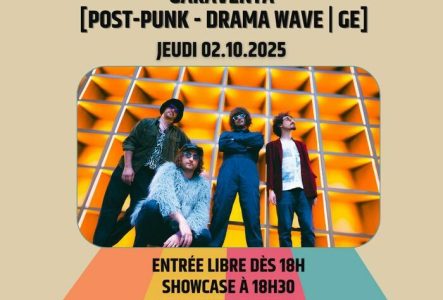 Le groupe de musique sur un fond orange
