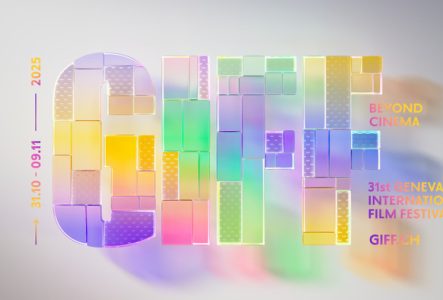 GIFF Affiche 3D colorée du Geneva International Film Festival (GIFF) 2025. Dates du Festival: 31.10 au 09.11 2025