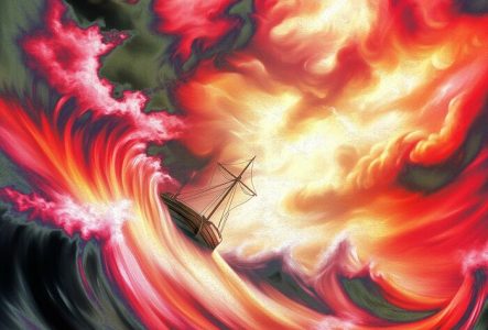 Une barque dans une mer agitée