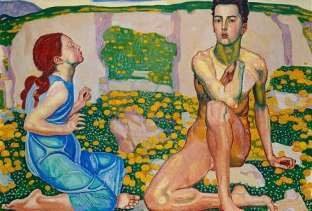 Ferdinand Hodler, "Le Printemps", vers 1910, huile sur toile, 102,5 x 129 cm, signé en bas à droite : "F. Hodler", collection privée.