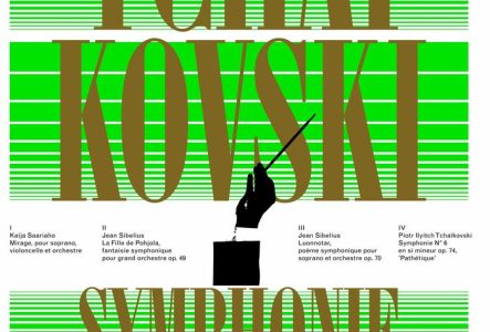 Affiche de la soirée blanc et ligne verte avec l'OSR et l'Artiste invitée: Anu Komsi, soprano