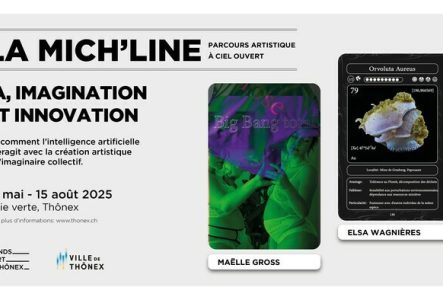Blou design Les informations de l'évènement se trouvent sur le côté gauche et les deux exemples de visuels se trouvent à droite