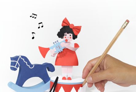 Un grand V rouge avec des notes de musique, et la phrase "Et si la musique classique s'écoutait autrement..."