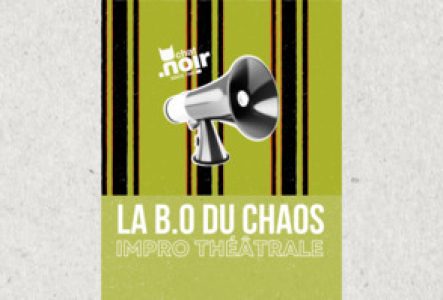 L'affiche du spectacle avec des losanges jaunes et oranges sur lesquels est écrit Blah Blah Blah
