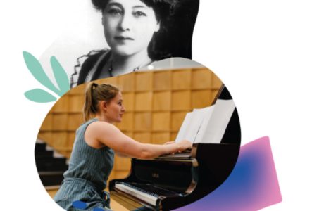 les Inoubliables Un portrait de Céline Fankhauser au piano et un portrait d'Alice Guy