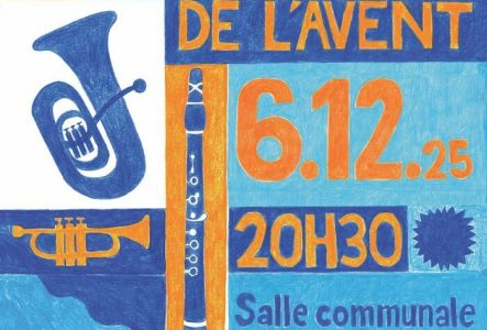 Des instruments de musique avec date du concert