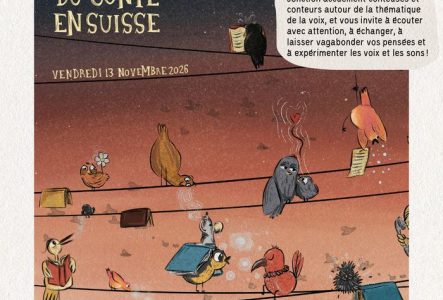 Des petits oiseaux gazouillent sur des fils électriques devant un coucher de soleil