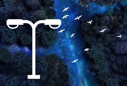 affiche la nuit est belle avec icone de lampadaire