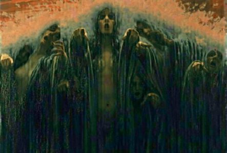 Tableau de Carlos Schwabe "La Vague", visuel du carton de l'expo