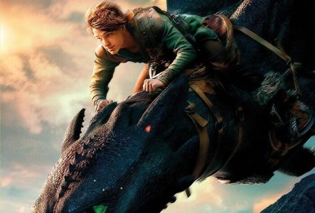 affiche du film où un personnage vole sur un dragon