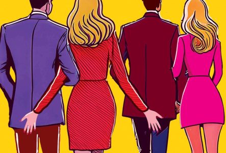 4 personnages de dos