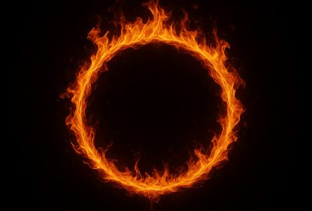 Anneau de feu sur fond noir